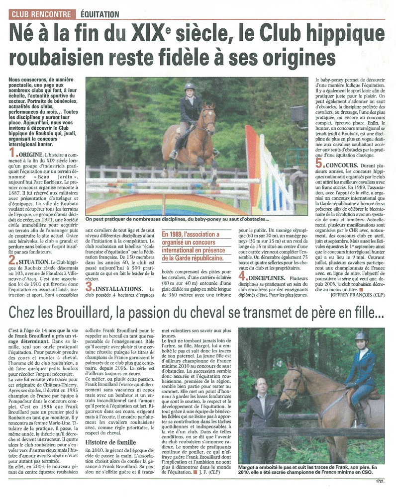 2010 - Les mandataires successifs préparent leurs cavaliers pour&nbsp; les championnats de France Club