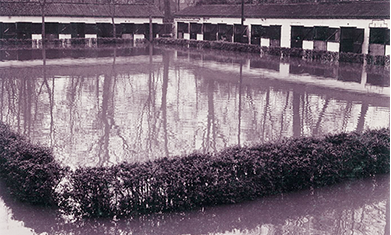 Inondation de la cour et des écuries en décembre 1966